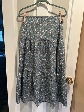 RIHOAS Floral Ruffle A-line Skirt - Light Blue